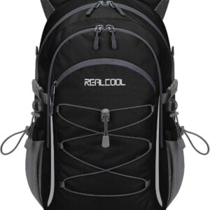 RealCool Hiking Backpack for Men Women,20L Lightweight Waterproof Travel Camping Backpack Hiking Daypack for Cycling Running,Black