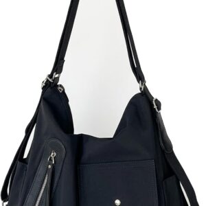 3-in-1 Convertible Backpack & Hobo Bag, PU-Coated Waterproof Nylon Y2K Purse, Fits 13" Laptop for Women, Travel Work