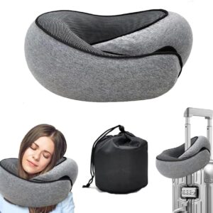 WEERSHUN Travel Pillow for Airplanes, 2026 New Memory Foam Neck Pillow with Chin Wrap for Traveling, Suitable for Airplanes, Offices and Cars (Dark Gray)